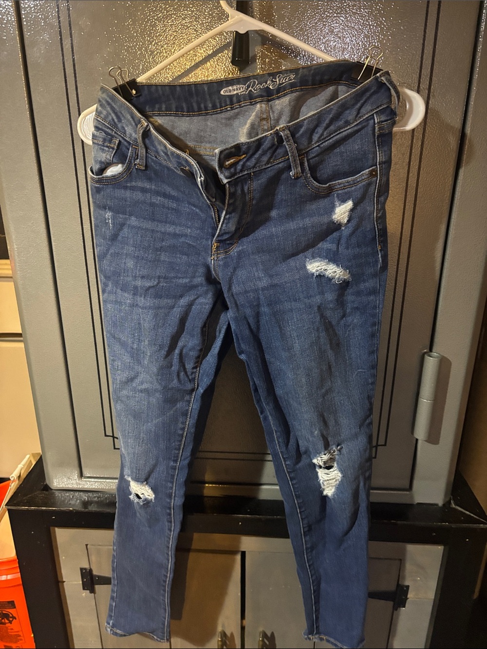 Women’s Distressed Dark Blue Jeans